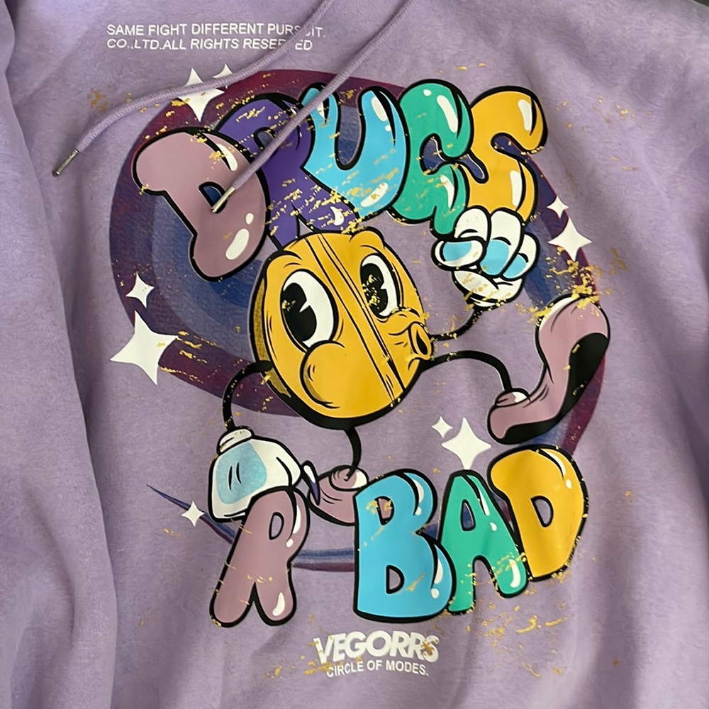 Drugs R Bad Hoodie M/L Purple.